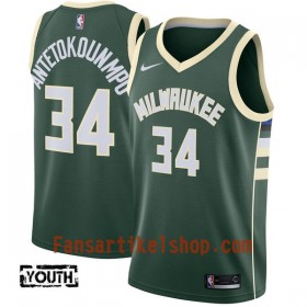 NBA Milwaukee Bucks Trikot Giannis Antetokounm 34 Nike 2017-18 Grün Swingman - Kinder